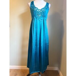 Heather Nicole Teal Blue Lace Maxi Nightgown Dress S‎ vintage whimsi Y2K boho